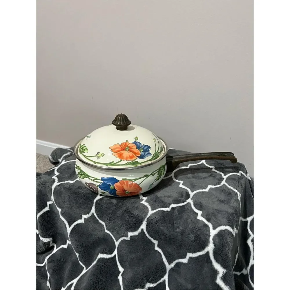 Villeroy & Boch Amapola Enamel Over Metal 2 PC Sauce Pan Pot diameter 7
